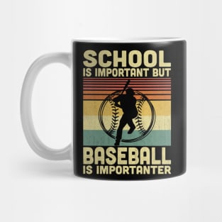 School Is Important But Baseball Is Importanter Vintage Baseball Lover Mug